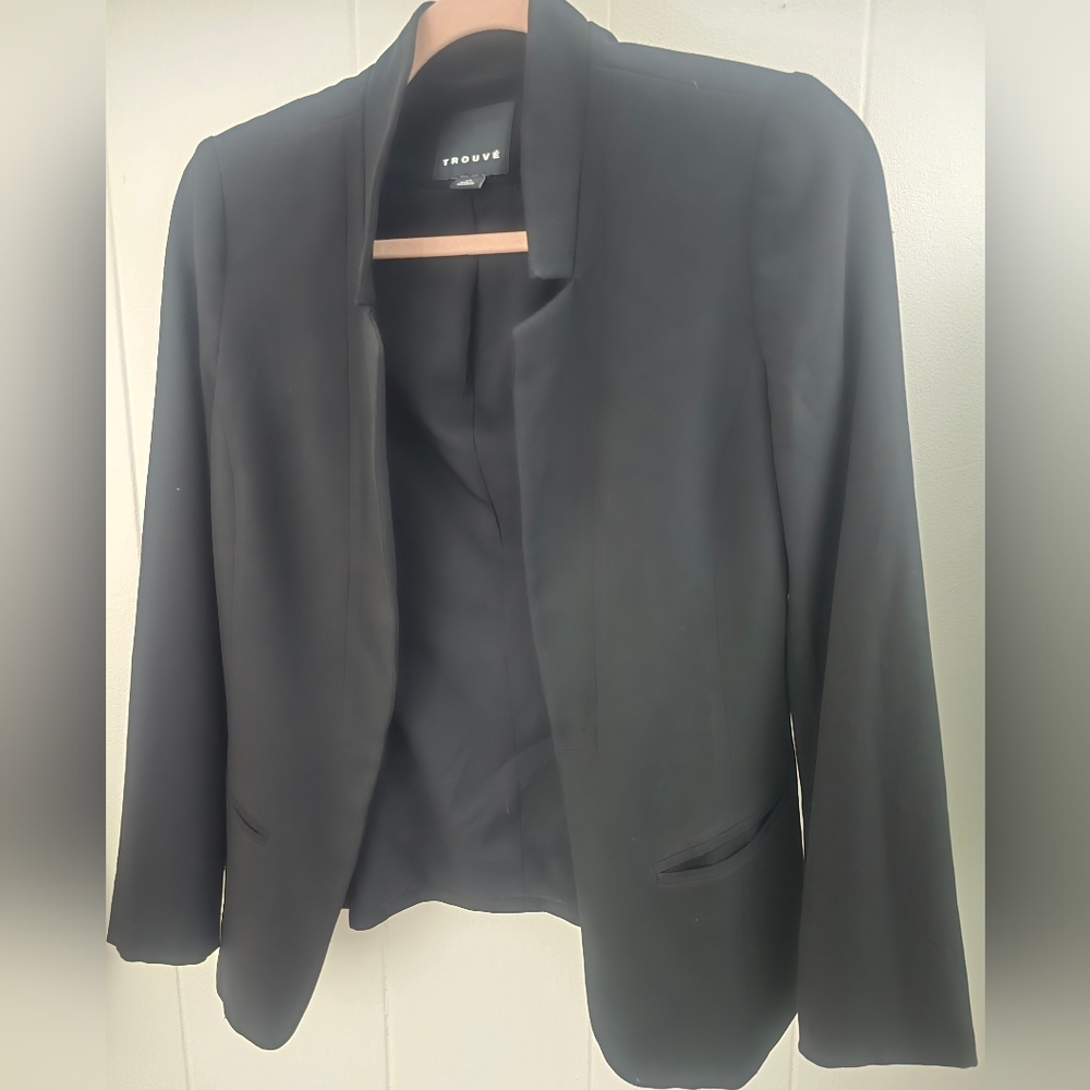 Trouve Black Open-Front Jacket Blazer